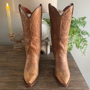 Vintage Dan Post “Santa Rosa” Leather Snip Toe Western Cowboy Boots Women 6.5 M